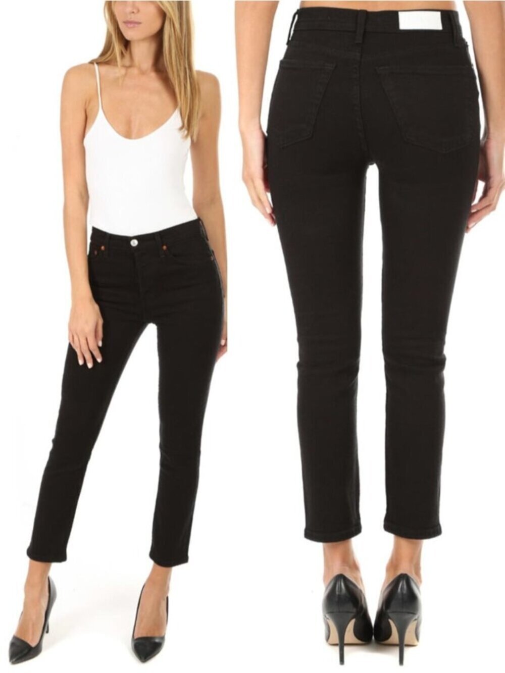 RE/DONE High Rise Ankle Crop Size 27 Black Made In USA